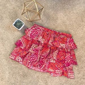 Multicolor print ruffle skirt